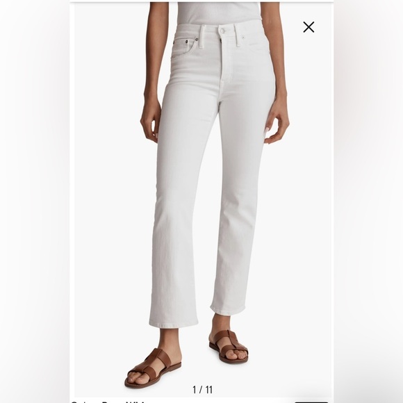 Madewell Kick Out Crop High Rise Jeans Size 25 White | Cropped Kick Flare Denim - Picture 1 of 12